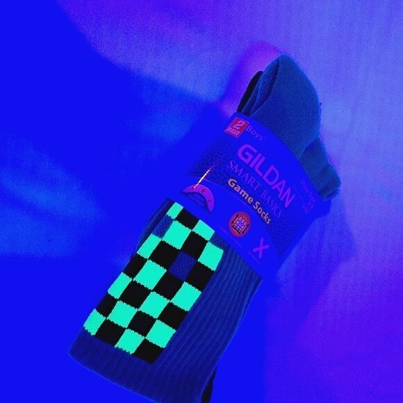 🏖 NWT Gamer Girl Boy Blacklight Activated Gaming Spandex Crew Cut Socks - Picture 1 of 4